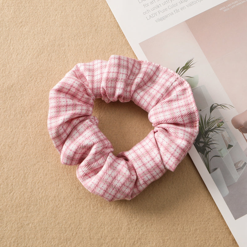Plaid Print Large Intestine Ring Women's Hair Tie