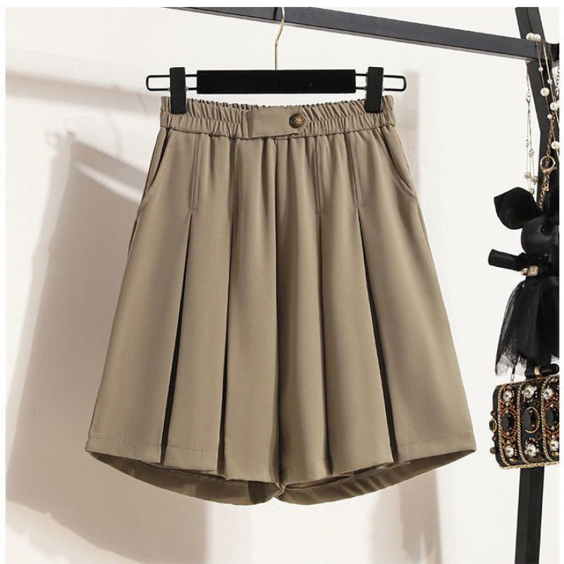 High-waisted Wide-leg Loose-fitting Outerwear Suit Shorts