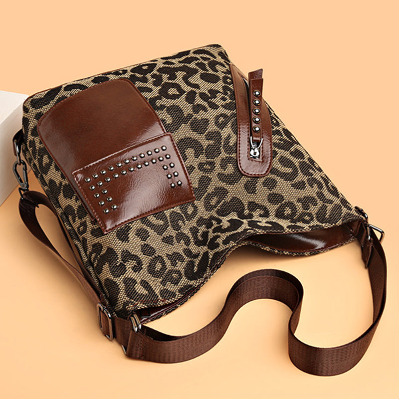Houndstooth Rygsæk til Kvinder Mode Nitte Design Leopard Skuldertasker