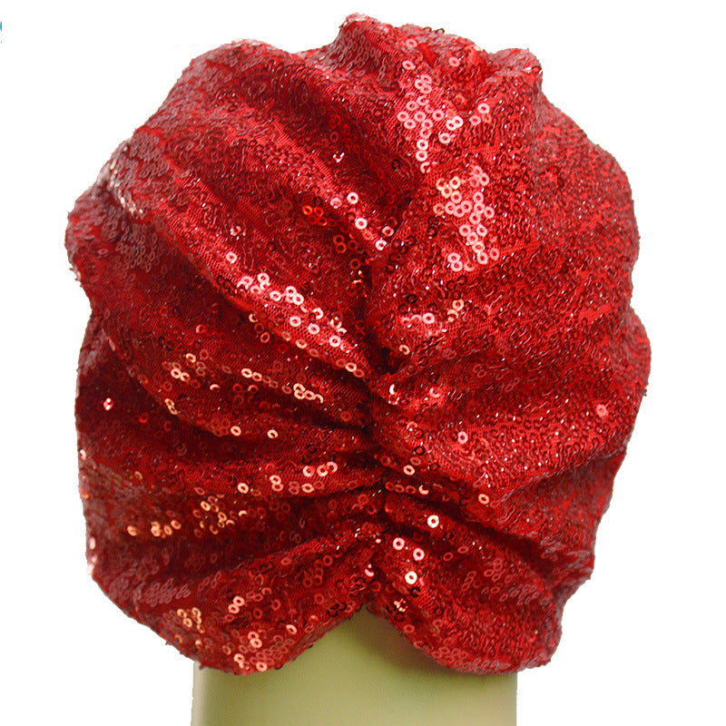 Ladies Fashion New Sequin Bow Bandana Hat