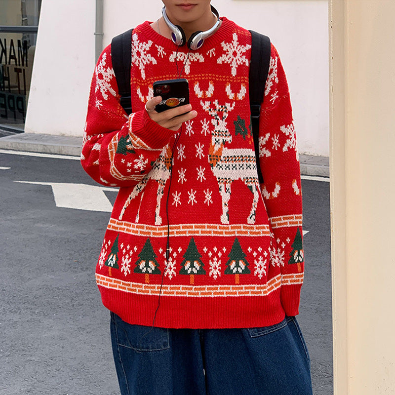 Retrostriktrøje til Mænd Løs Par Pullover Underdelstrøje