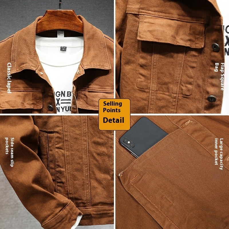 Handsome Korean Style Slim Fit Denim Coat For Men