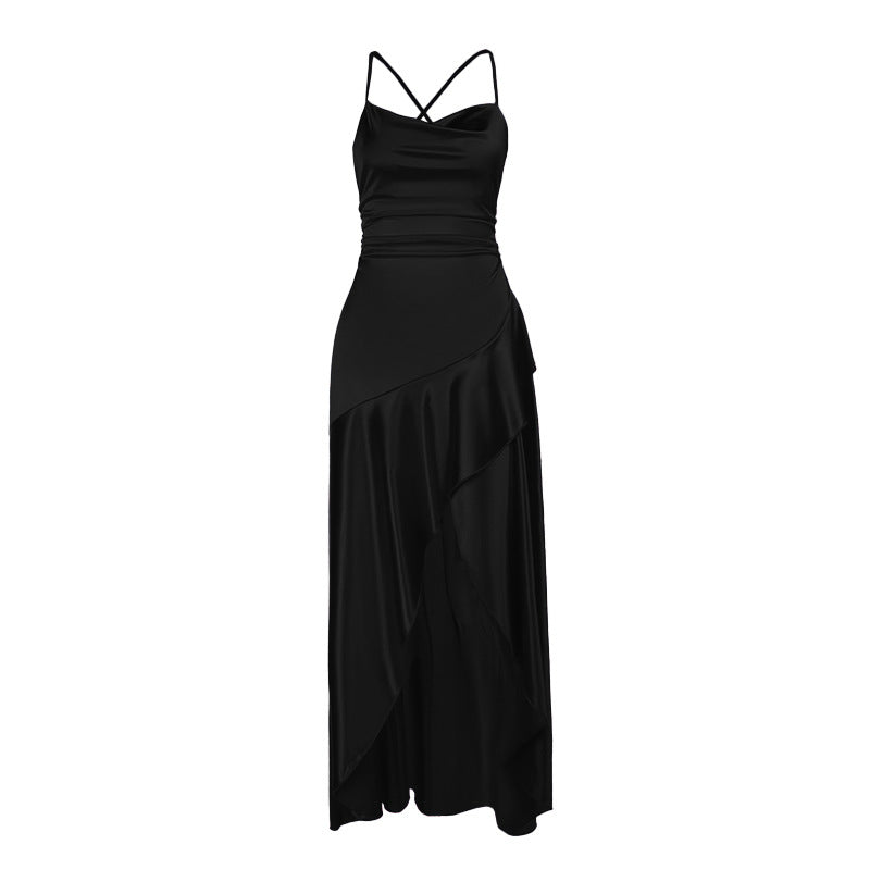 Polka-dot Ruffled Hem Slip Dress