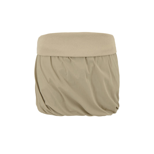Folding edge splicing thread low waist hip hugging short skirt