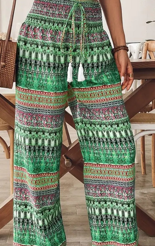 Women's Printed Wear Casual High Waist Elastic Trousers