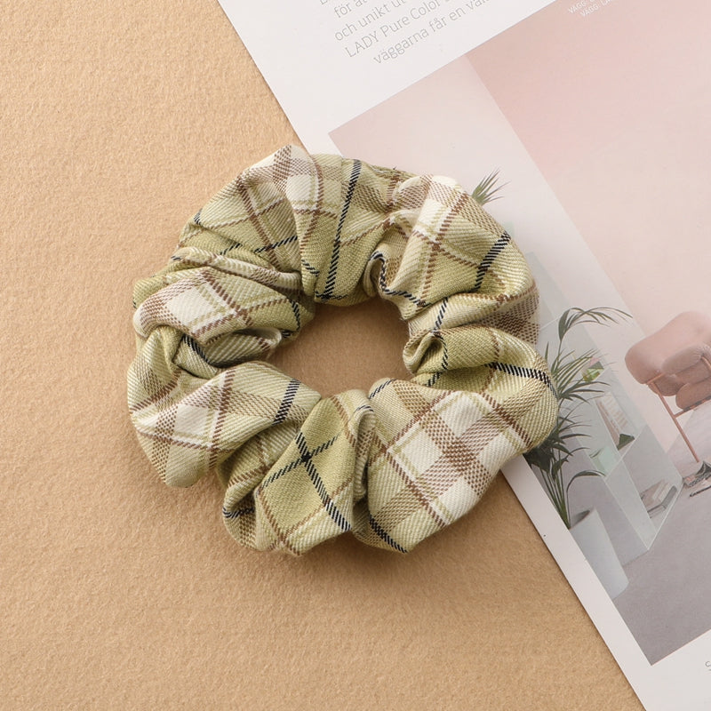Plaid Print Large Intestine Ring Women's Hair Tie