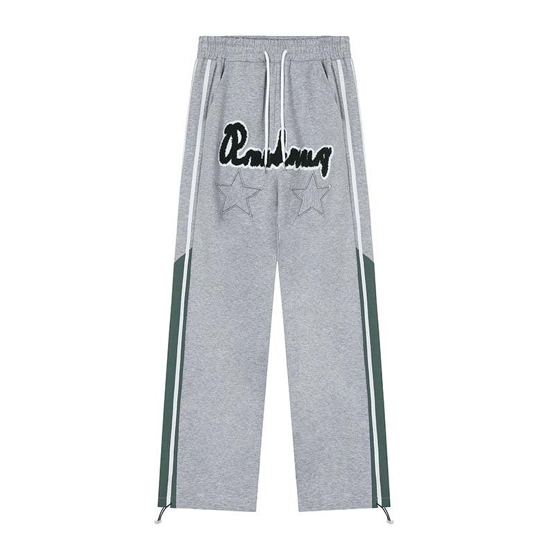 American Retro Original Letter Flocked Casual Pants