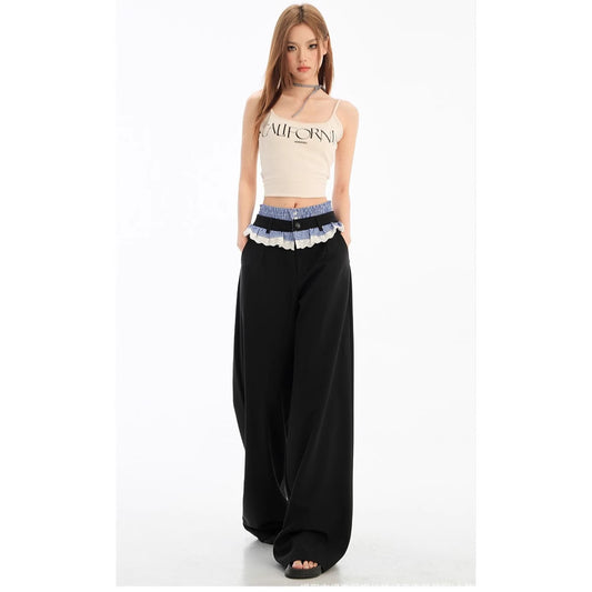 New Relaxed-fit Slimming Laid-back Draping Wide-leg Suit Pants