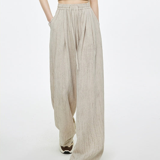 High Waist Drawstring Texture Feeling Lazy American Casual Mopping Pants