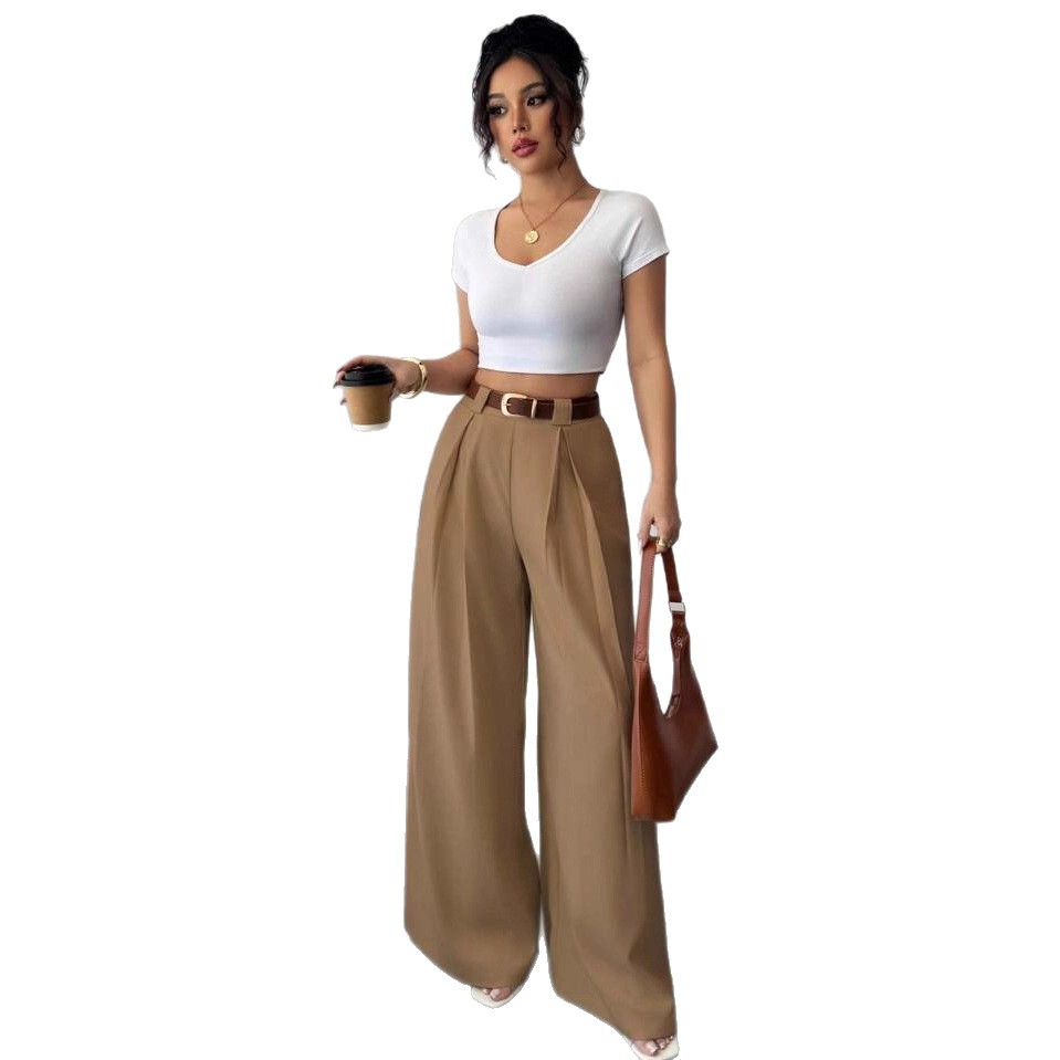 European And American-style Drapey Slimming Straight-leg Casual Pants
