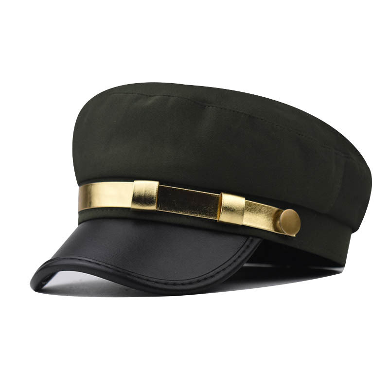 PU Leather Phnom Penh Flat-top Cap