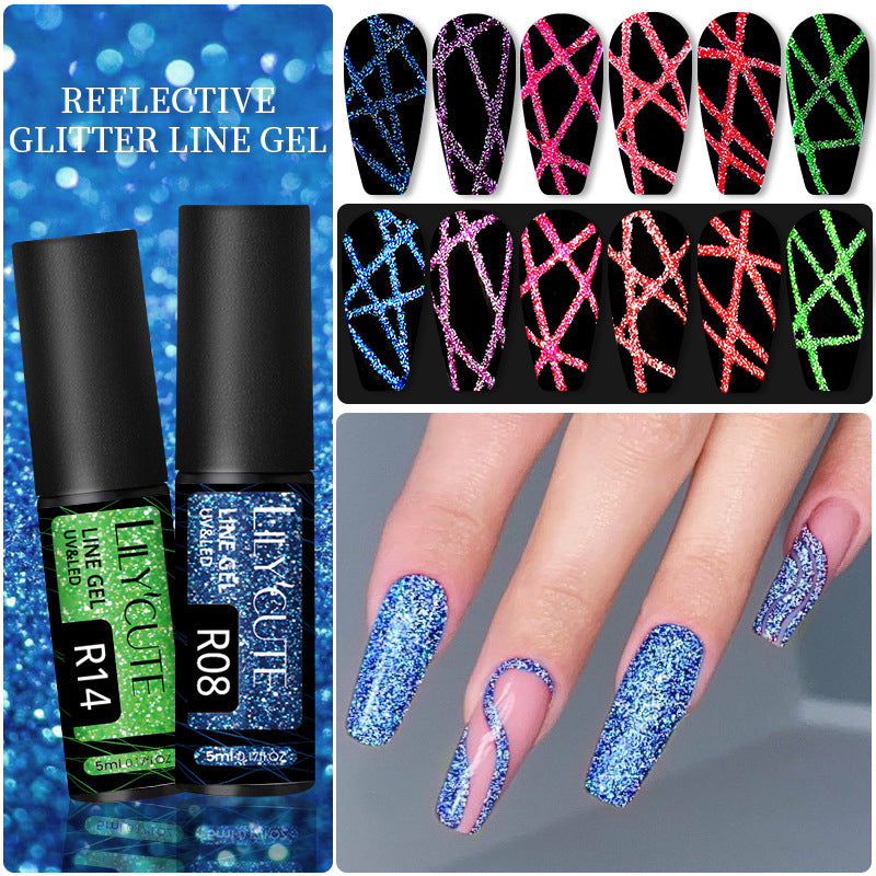 Nail Gel With A Glittery Brushed Finish And Reflective Sequins