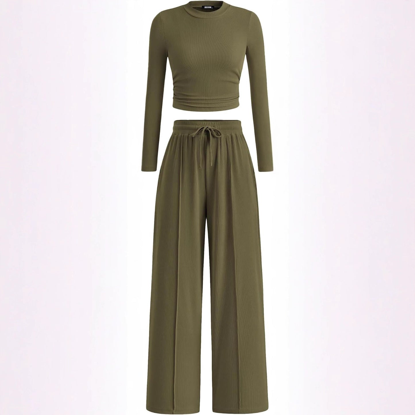 Women's Rib Fashion Navel Casual Suit