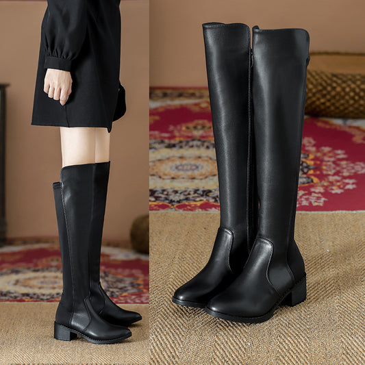 Paint Boots Long Thick Heel Women
