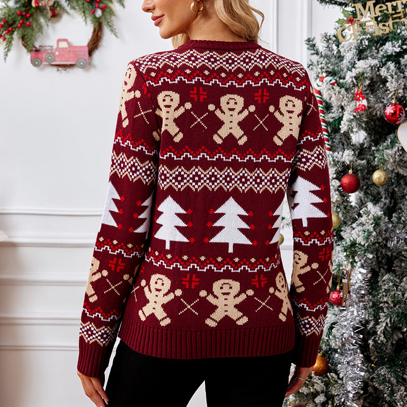 New Gingerbread Man Jacquard Long-Sleeve Sweater