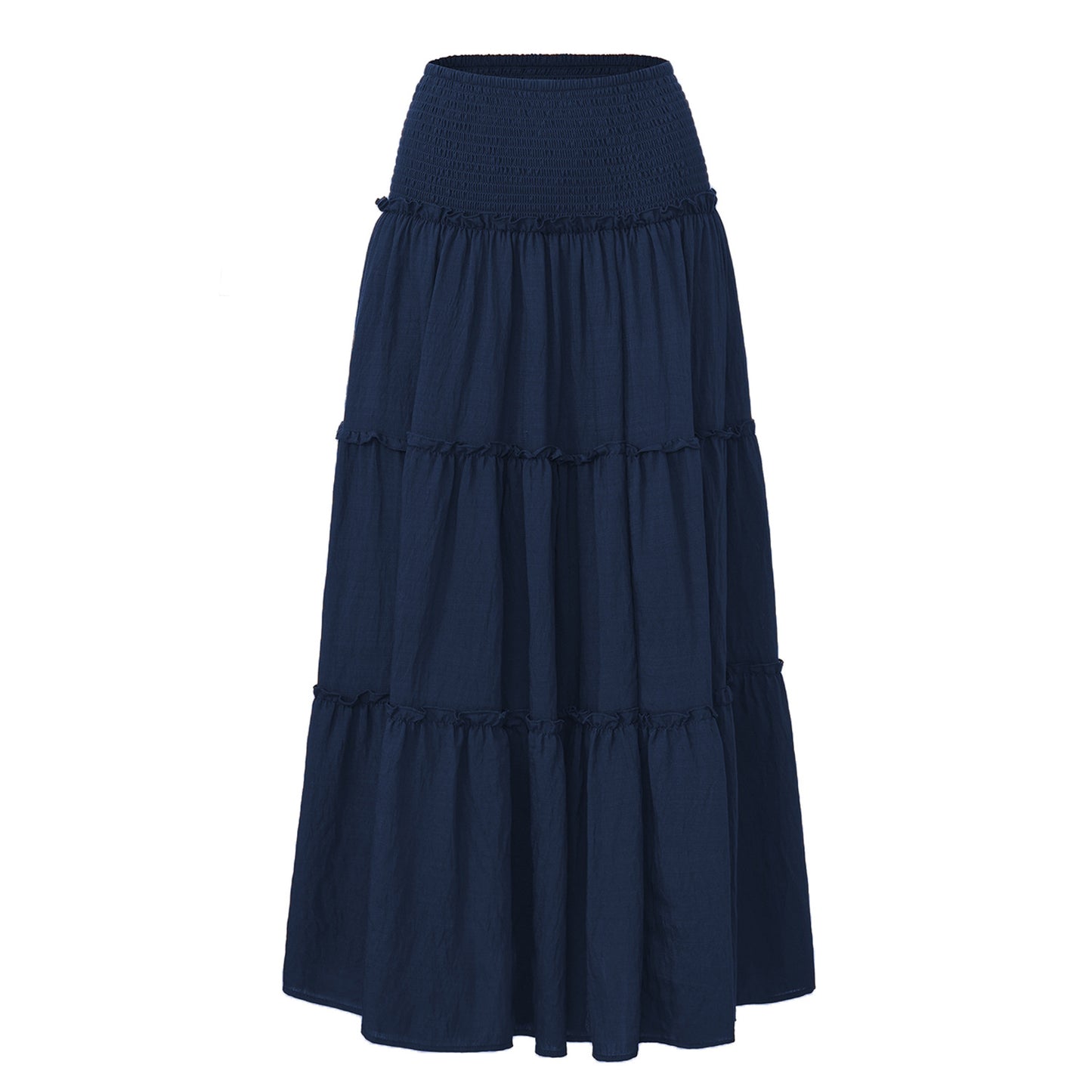 Three Tier Ruffled Cotton Linen Maxi Dress