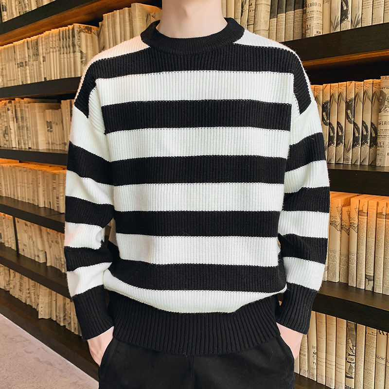 Thick Thread Sweater Men's Knitted Shirt Autumn And Winter Round Neck Fashion Base Sweater