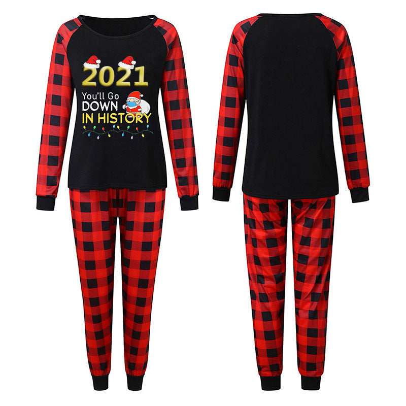 Christmas Parent-child Plaid Long-sleeve Suit Printing
