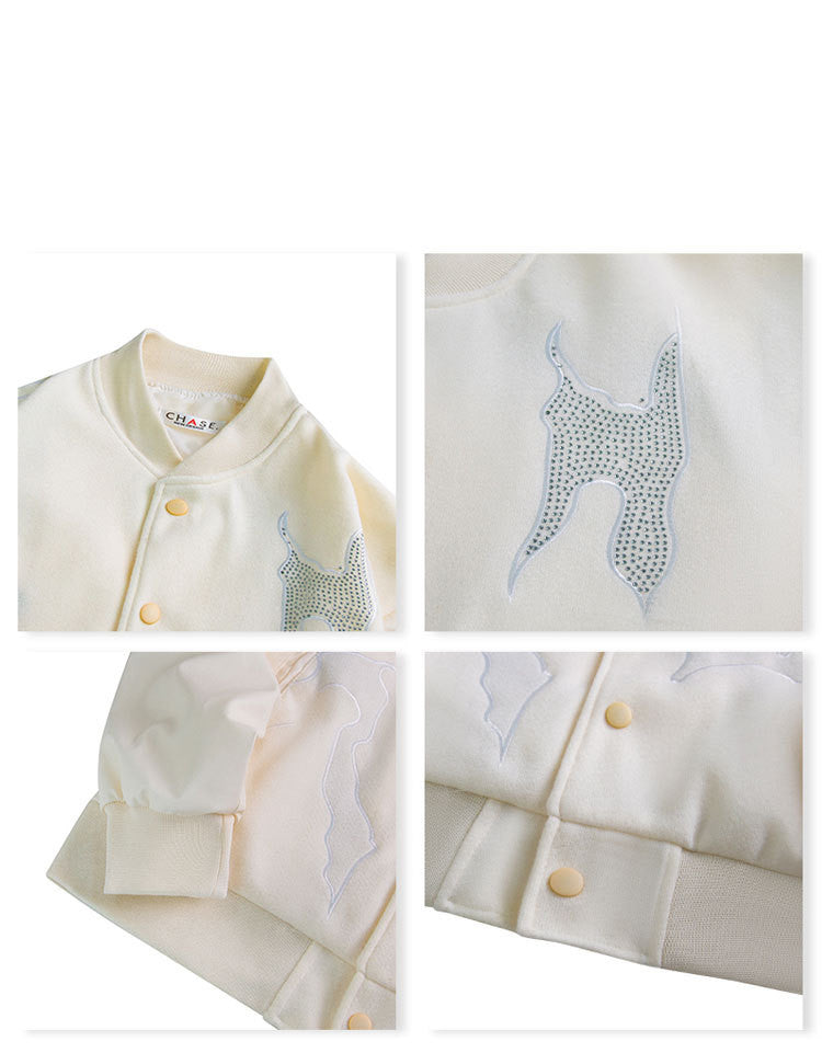 Hot Drill Baseball Uniform Woolen Stitching PU Men's Jacket