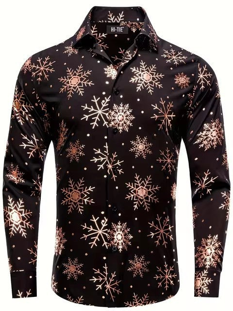 Men's Long-sleeve Shirt With A Snowflake Pattern