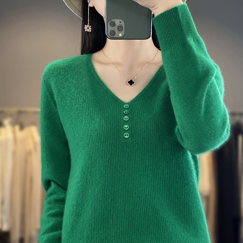 Women's Long-sleeved Sweater Top With Tie Buckle