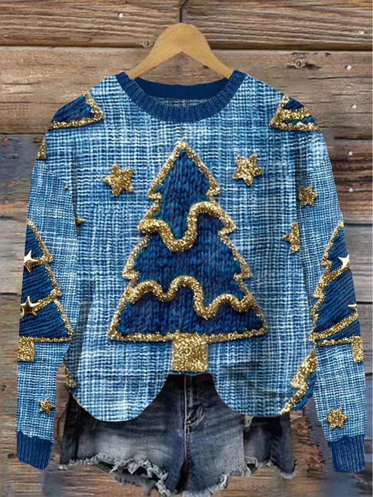 Juleinspireret Elg Ny Digital 3D Rundhalset Sweater