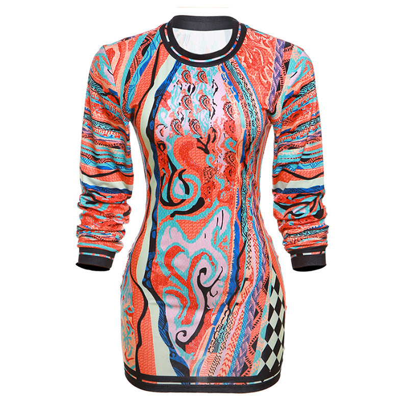 Long-sleeve Hollow-out High-Waist Slimming Short Dress