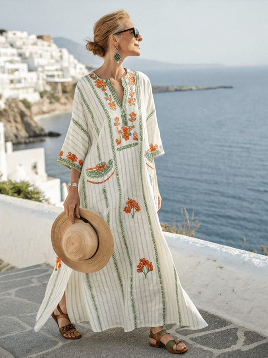 Elegant Plus Size Printed Long Large Hem Dress