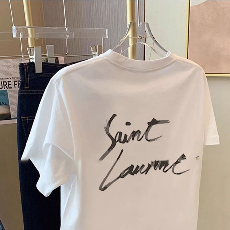 White Pure Cotton Short-sleeved T-shirt Women's American Retro