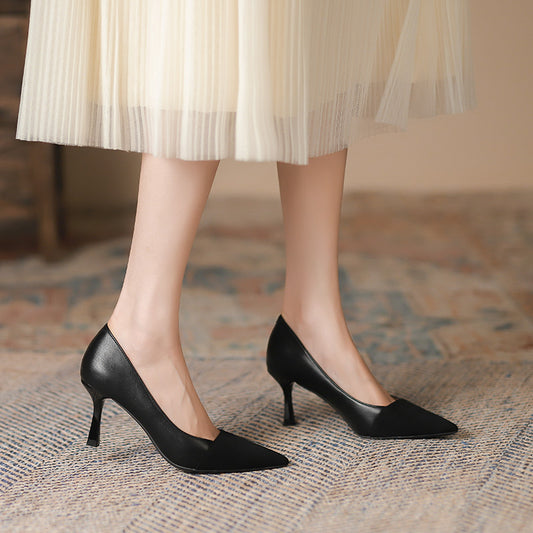 Women's Color Blocking Thin Heel Pointed High Heel Shoes