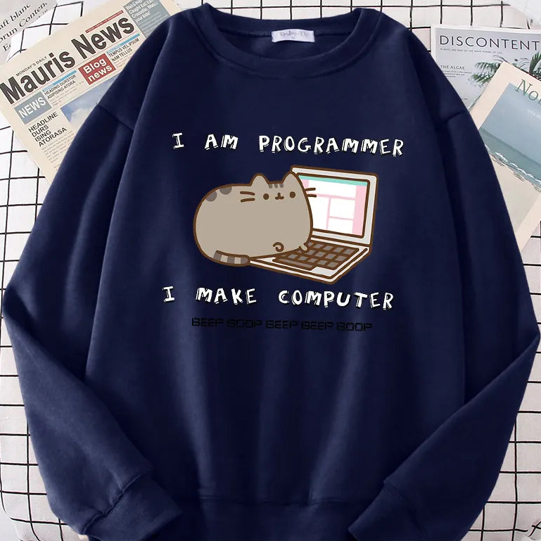 European And American Printed Round Neck Loose Long Sleeves Pullover