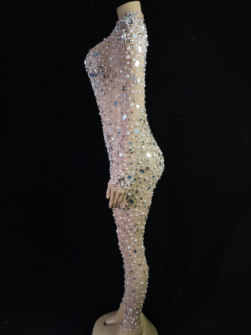 Diamant Jumpsuit Paillet Slim Fit Lange Ærmer