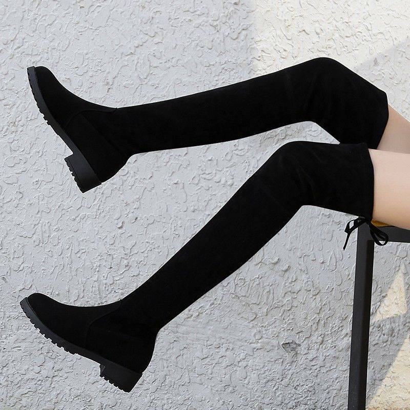 Leg Stretch Women's Boots Flat-bottomed High-top Large Size