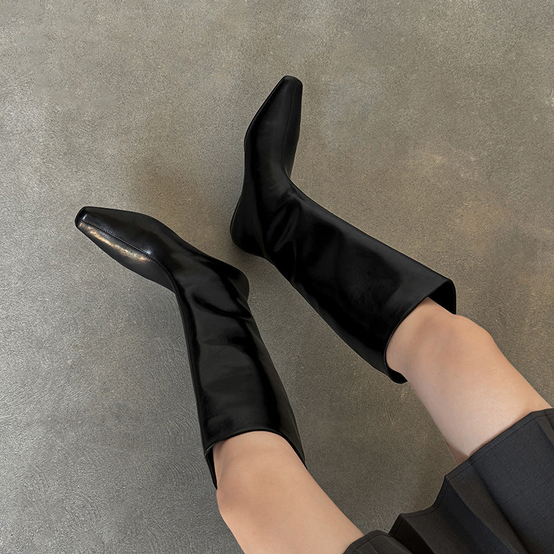 Women's Chunky Heel Straight Boots