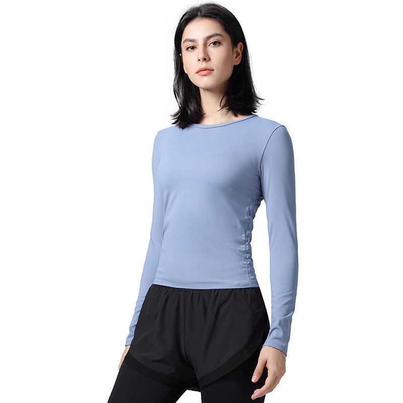 Tight Pullover Elastic Fold Movement Long Sleeve