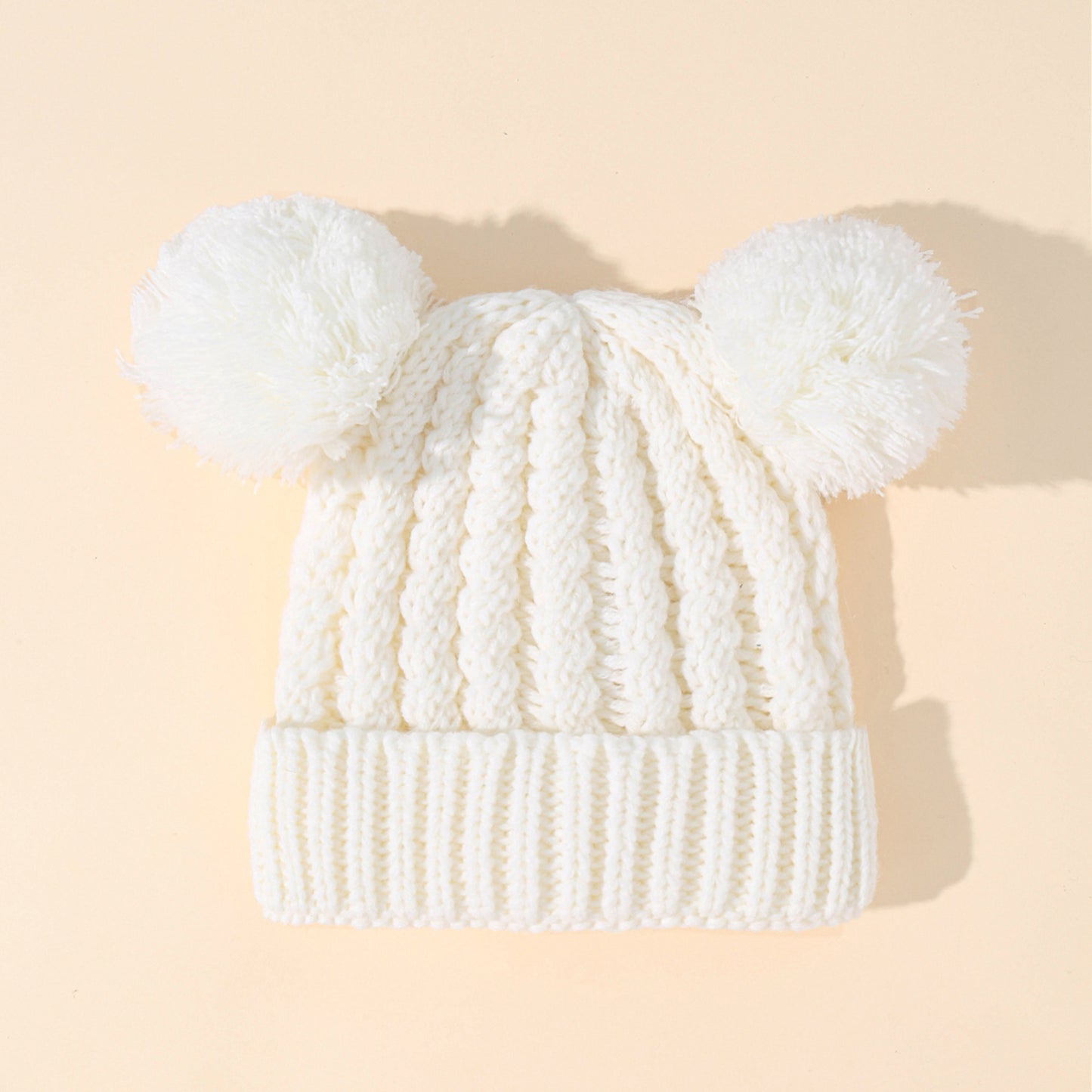 New Double Ball Children's Knitted Pullover Warm Wool Hat