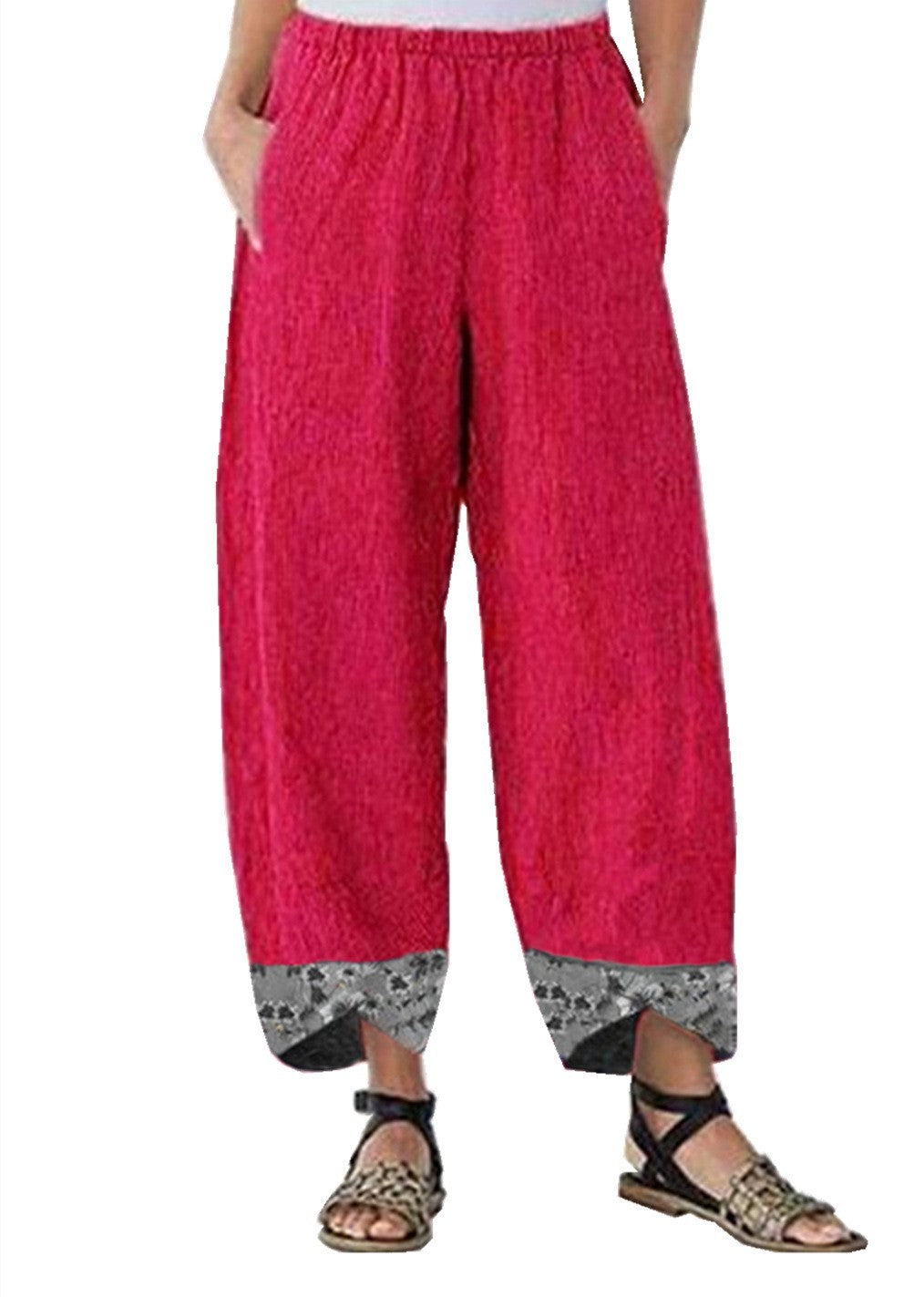 Womens Printed Patchwork Pants Printed Patchwork Skinny Pants
