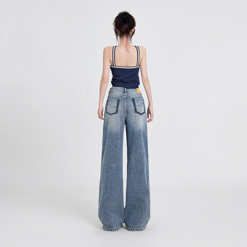 Damejeans med brede ben Højtaljede Baggy Lige Bukser