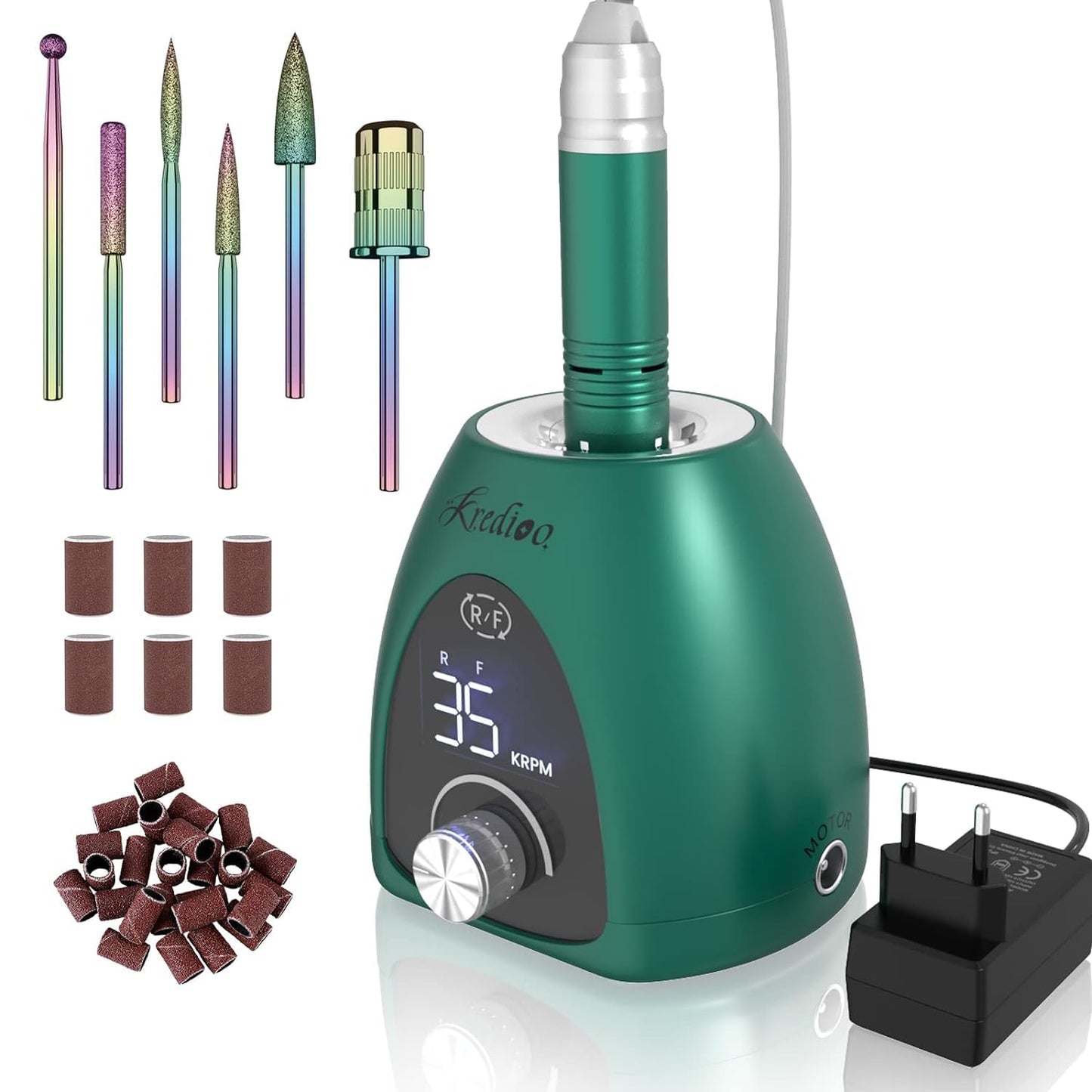 Nagelfräser Für Gelnägel 35000 U/Min Elektrische Nagelfräser 6 in 1 Maniküre Set Elektrisch Stufenlose Geschwindigkeit Mit LED Dislay Für Nagelhaut Shellac Acrylgel, Sicher Für Anfänger Profi