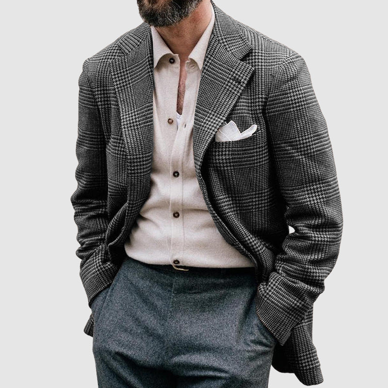 Men's Loose Solid Color Double Button Suit Jacket