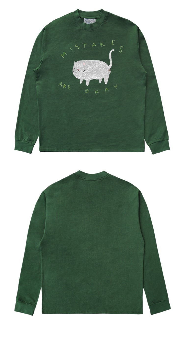 Simple Cute Animal High Street Design Stiff Long Sleeve T-shirt