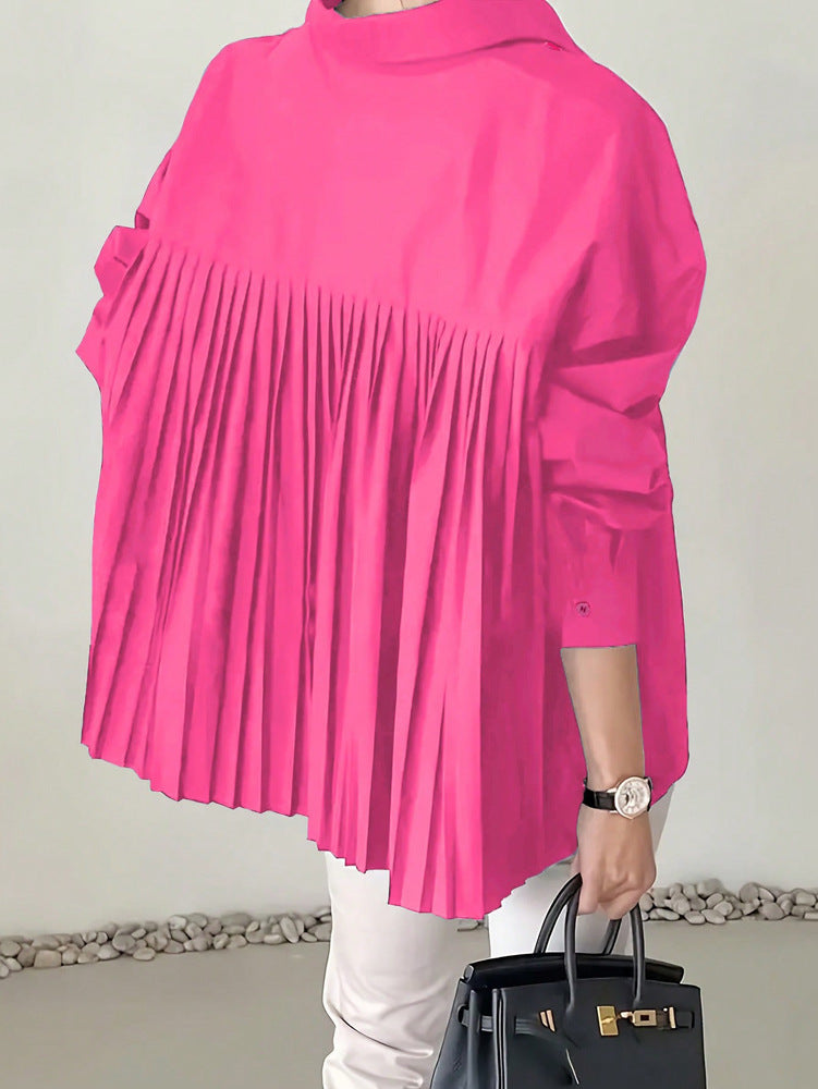 Loose Ruffled Asymmetrical Niche Blouse With Flared Hem