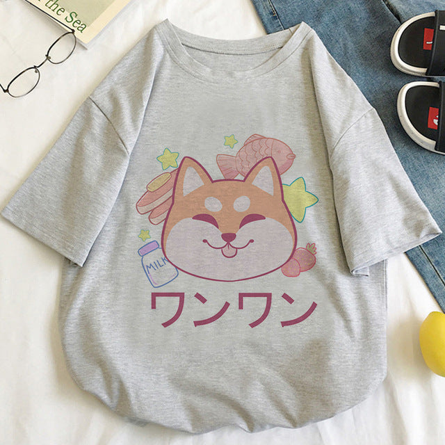 Cute Women's Cat Cartoon Pattern T-shirt