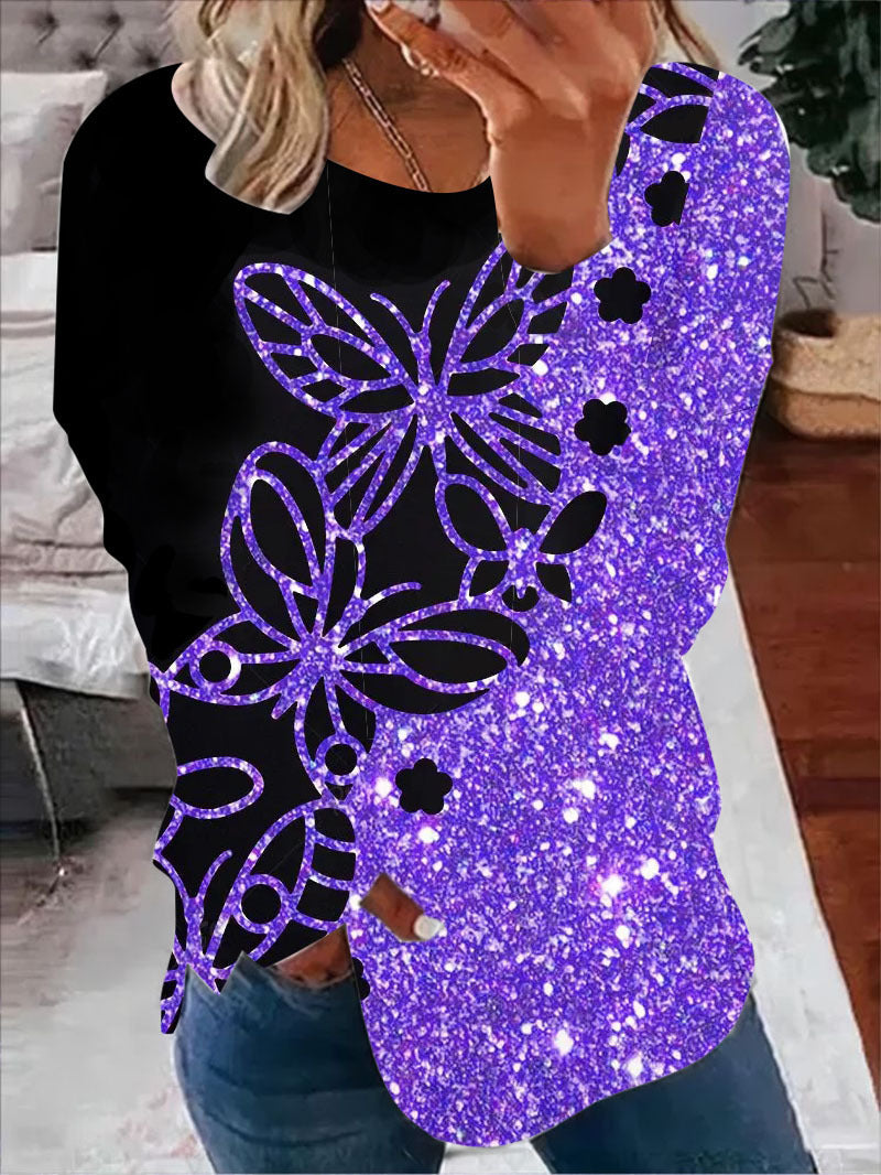 European And American 3D Printed Casual Round Neck Print Long Sleeves Sweater