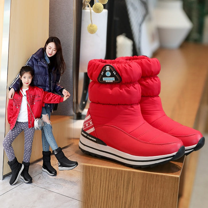 Women's Flat-bottomed Mid-tube Thermal Cotton Boots