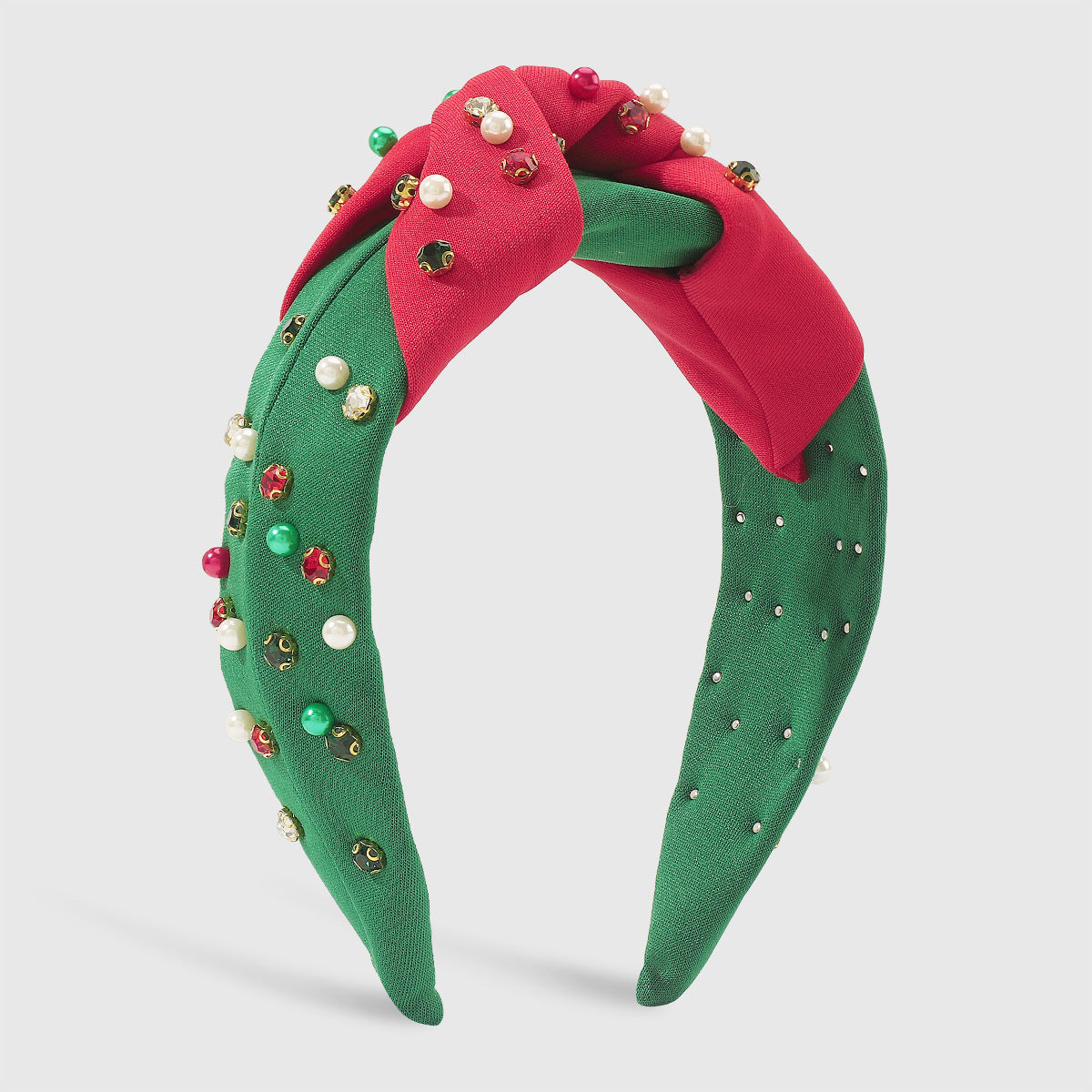 Christmas Wide-brimmed Diamond Beaded Contrast Color Knotted Light Luxury Festival Headband