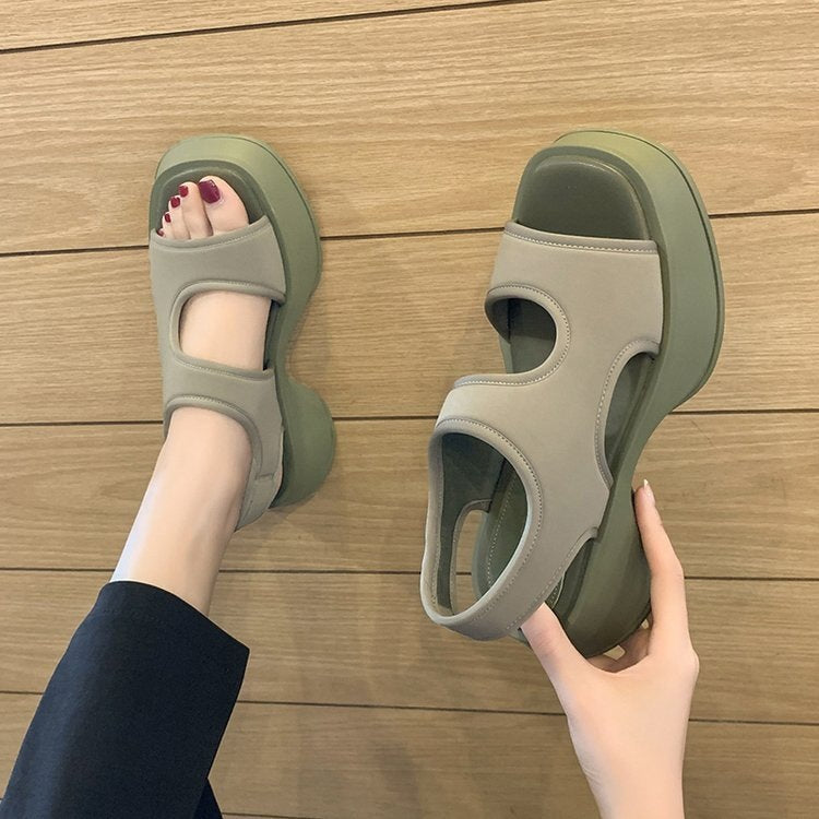 Summer New Casual Stretch Cloth All-match Muffin Thick Sports Sandals