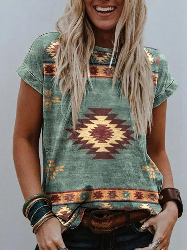 Women's Loose And Casual Fashion Fresh Print T-shirt