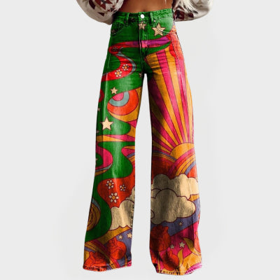 New 3D Thermal Transfer Bell-bottom Pants