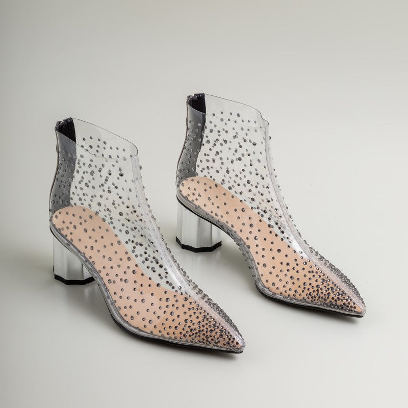 Spring New Thick Heel With Transparent Middle Heel